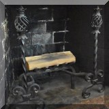 D19. Black iron andirons with twist finials. 29”h 